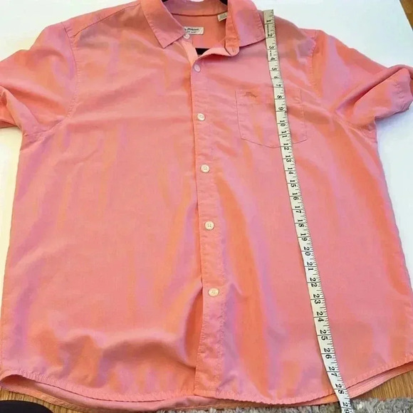Men’s Tommy Bahama Pink Silk Tropical Button Down Short Sleeve Shirt Size L - Picture 9 of 9